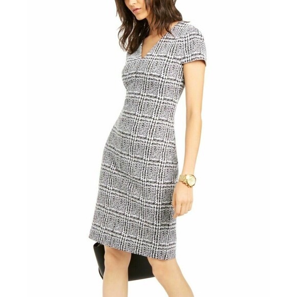 NWT Michael Kors blk/white plaid vneck dress S - Picture 16 of 16